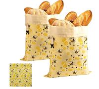 Hemoravoma 2 Pack Extra Large Beeswax Bread Bags, Reusable Cotton Linen Bread Storage for Sourdough & Artisan Loaves Natural Beeswax Lining Keeps Bread Fresh Longer Eco Friendly Kitch