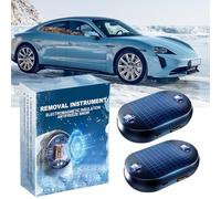 Hemoravoma Antifreeze Snow Removal Instrument, 2 PCS Electromagnetic Windshield Defroster for Cars, Solar Powered Car Frost Guard Ice Preventer, Stops Ice Snow on Windscreen, Windows Mirrors Overnight