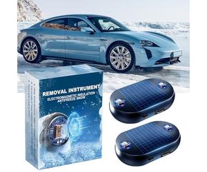 Hemoravoma Antifreeze Snow Removal Instrument, 2 PCS Electromagnetic Windshield Defroster for Cars, Solar Powered Car Frost Guard Ice Preventer, Stops Ice Snow on Windscreen, Windows Mirrors Overnight
