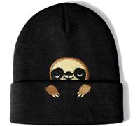 Hemoravoma Capybara Beanie Hat with Embroidered Design, Funny Animal Novelty Knitted Hat for Men & Women, Unisex Winter Warm Gift for Animal Lovers, Christmas & Birthday Present (Sloth)