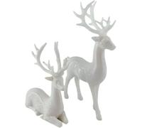 Hemoravoma Christmas Reindeer Figurines, A Pair of Elegant Elk Statues Decor, Nordic Christmas Table Decor for Home, Shelf, Living Room Office Festive Decorations (White)