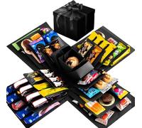 Hemoravoma DIY Explosion Gift Box, 5-Layer Snack Explosion Box Kit, Creative Surprise Gift with Adhesive Tapes & Ribbon for Birthday, Anniversary, Valentine's Day (Black)