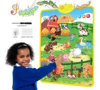 Hemoravoma Electronic Alphabet Wall Chart, Interactive ABC, 123 Talking Poster for Toddlers 1-3 Years Educational Toy with Music, Piano Tones Quiz Games Learning Poster for Kids (Farm Animals)