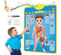 Hemoravoma Electronic Alphabet Wall Chart, Interactive ABC, 123 Talking Poster for Toddlers 1-3 Years Educational Toy with Music, Piano Tones Quiz Games Learning Poster for Kids (My Body)