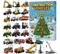 Hemoravoma Engineering Vehicle Christmas Countdown Calendar - 24 Days Construction Site Toy Advent Calendar for Kids, 2D Acrylic Digger Dumper Crane Blind Box, Holiday Decor & Gift for Boys & Girls