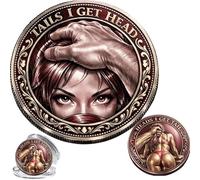 Hemoravoma Heads I Get Tail/Tails I Get Head Challenge Coin, Double Sided Funny Commemorative Coin for Couples, Novelty Decision Maker & Prank Gift for Date Night, Collectors (D)