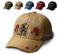 Hemoravoma Heroes Never Forgotten Remembrance Cap, 3D Puff Embroidered Lest We Forget Baseball Hat, Vintage Style Patriotic Unisex Hat for Men and Women, Veterans Day Armed Forces Gift (Khaki)