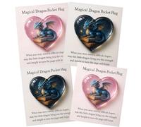 Hemoravoma Magical Dragon Pocket Hug with Inspirational Cards, Emotional Support Token & Fantasy Keepsake Gift Mini Dragon Heart Book for Women, Men, Anxiety Relief & Encouragement (Pink2+Blue2)