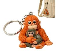 Hemoravoma Protect Punch The Monkey Keychain, Cute 3D Resin Plush Monkey Holding Toy Keyring Large Orangutan Soft Stuffed Animal Pendant Fluffy Keychain for Backpack, Purse, Car Keys