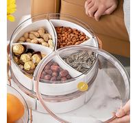 Hemore 5-Section Stackable Snackle Box, Clear Compartment Food Tray with Lid, Portable Fruit Candy Organizer