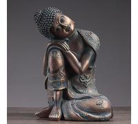 Hemore Bronze Resin Resting Buddha Statue, 24cm/9.5inch, Desktop Decorative Figurine, Zen Garden Ornament for Indoor Outdoor