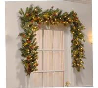 Hemore Christmas Garland with Lights, 1.8m/6ft 30LEDs Lighted Christmas Garland with Pine Cones & Red Berries, Prelit Christmas Lighted Garland for Fireplace, Mantle and Stair Railing Decorations
