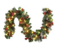 Hemore Christmas Garland with Lights, 6ft/1.8m 30 LEDs Lighted Christmas Garland with Pine Cone & Berries, Battery Powered Prelit Christmas Garland Decorations for Xmas Mantle Door Wall