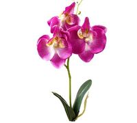 Hemore Fake Orchid, 11inch Real Touch Artificial Orchid Stems, Faux Butterfly Phalaenopsis Flowers for Home Wedding Decoration (Purple)