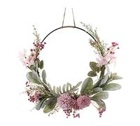 Hemore Flower Hoop Wreath, 41cm/16inch Metal Hoop Artificial Spring Summer Wreaths, Front Door Hanging Flower Garland for Home Wall Door Wedding Decoration