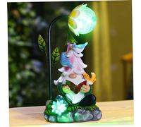 Hemore Solar Gnomes Outdoor, 25cm/10inch Resin Elf Gnome Statue with Solar Flower Light, Garden Waterproof Landscape Decorative Figurine for Balcony Yard Lawn Ornament Gift(Style-2)