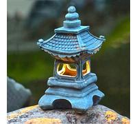Hemore Solar Pagoda Lantern, 34cm/13.4inch Resin Chinese-style Yard Pagoda Lamp Statues with Solar Light, Garden Waterproof Zen Landscape Ornament for Yard Outdoor Decoration