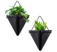Hemore Wall for Indoor Plants, 2pcs 6inch Ceramic Wall Hanging Planter, Geometric Hanging Hydroponic Pots, Small Flower Pot for Indoor Plants