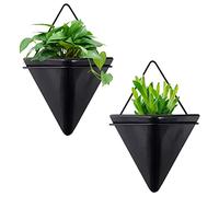 Hemore Wall Planter, 2pcs 6 inch Ceramic Wall Flower Pot, Triangle Wall Hanging Hydroponic Pots for Succulent, Cactus, Faux Plants