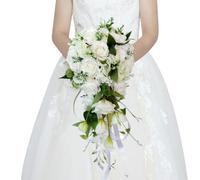 Hemore Wedding Bouquets for Bride, 21.7x9inch Artificial Rose Wedding Bouquet, Teardrop Wedding Flowers Bouquet, Bride Bouquets for Wedding (Style 1)