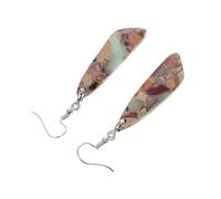 HEMOTON 1 Pair Lightweight Boho Dangle Drop Earrings for Women Featuring Unique Irregular Geometric Stone Pendants, Resistant to Fading Party Jewelry Accessory
