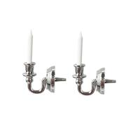HEMOTON 1 Pair Miniature Wall Candle Lamp Decor for Doll House, Silver Non-lit Candle Wall Ornaments, Mini Dollhouse Accessories for Mini Home Scene Display