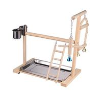 HEMOTON 1 PC Creative Parrot Bird Swing Stand Natural Wood Hanging Play for Parrots Cockatiels Budgies Fun Bird Activity for Exercise Adventure Random Color