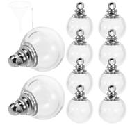 HEMOTON 10 Pcs Glass Ball Charms White Screw Caps 12Mm Mini Pendant Bottles for Jewelry Making DIY Crafts Hanging Charms Set for Accessories