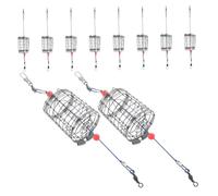 HEMOTON 10 Pcs Stainless Steel Nesting Cage Professional Feeder Small Fishing Bait Cage Feeder Bait Thrower Device Fishing Trap Basket Carp Trap Silver
