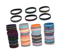 HEMOTON 100Pcs Motivational Quote Bracelets Inspirational Wristbands for Teens DIY Wristbands Comfortable Elastic Fit for All Ages