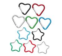 HEMOTON 10pcs Aluminum Carabiner Clips Star Heart Shapes Snap Hooks Lightweight Keychain Clips for DIY Crafting Phone Chains Backpacks Purse Accessories