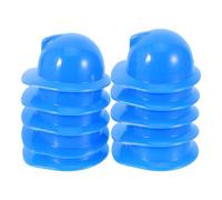 HEMOTON 10pcs Blue Miniature Construction Helmets for Dolls Mini Safety Caps Plastic Party Hat Accessories for Dollhouse and Pet Bird Dress