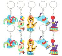 HEMOTON 10Pcs Carnival Circus Keychains Set Seal Elephant Clown Hat Tiger Pendant, Cute Backpack and Wallet Key Rings for Women, Bulk Keychain Decoration Accessories