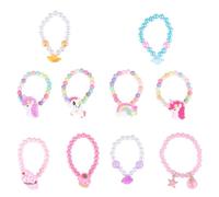 HEMOTON 10pcs Cartoon Bead String Bracelets for, Unicorn Rainbow Ice Cream Wristlets, Mixed Color Cute Beaded Wrist Chains for and Boys