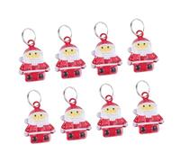 HEMOTON 10Pcs Christmas Santa Claus Design Bells 0.95Cm Double Ring Pet Neck Bells DIY Accessories for Dog Cat Collar Holiday Jingle Decorations