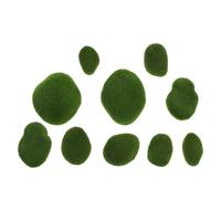 HEMOTON 10pcs Decorative Artificial Moss Rocks Realistic Appearance, Lightweight Foam Simulated Moss Stones in 5 Different Sizes for Woodland Themed Places and Terrariums