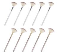 HEMOTON 10pcs Fan-shaped Makeup Brushes Portable and Versatile Fiber and Wood Material Highlighter and Powder Blush Brush Set for Travel and On-the-go Touch-ups