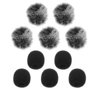 HEMOTON 10pcs Furry Microphone Windshield Mini Lapel Mic Covers Noise Reduction Soft Comfortable Sponge Plush Cotton Balls for Recordings and Singing