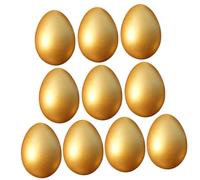 HEMOTON 10Pcs Gold Wooden Easter Eggs DIY Crafting Ornaments Bright Egg for Easter Hunt Basket Stuffer Fillers
