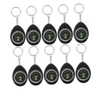 HEMOTON 10pcs Mini Compass Keychain with Keyring Pocket-sized Navigation Tool for Backpack Hiking Camping Outdoor Survival Reliable Direction for Adventure Safety