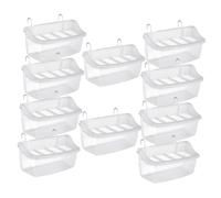 HEMOTON 10pcs Parrot Hanging Feeder Trays Plastic Bird Food Bowls with Food Debris Protection Easy to Clean Cage Feeding Dishes for Parakeets and Birds