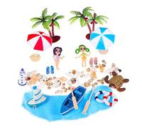 HEMOTON 11Pcs Miniature Beach Accessories Tiny Palm Trees Little Boat Decorations and Summer Must Haves for Miniature Gardens and Desktop Decor for Creating Lifelike