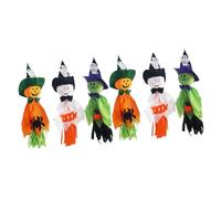 HEMOTON 12 Pcs Halloween Hanging Ghost Ornaments Scarecrow Pendant Decorations for Party Bar Haunted House with Orange Green White Ghosts and Witches