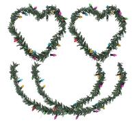 HEMOTON 12 Scale Wicker Garland with Lights, Tiny Christmas Wreath Ornaments for Dollhouse Decoration, Mini Xmas String Wreaths for Holiday Accessories