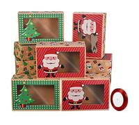 Hemoton 12Pcs Christmas Cupcake Boxes Cardboard Biscuit Box Bakery Package Paper Boxes for Party Favor Muffin Biscuits Candies Easter