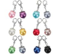 HEMOTON 12pcs Lobster Clasp Charm Alloy and Imitation Pearl Pendant, Decorative Lobster Clasp Charm for DIY Jewelry Making, Imitation Pearl Shape Random Color