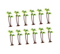 HEMOTON 12pcs Miniature Coconut Tree Cake Decorations Tropical Scenery Model Trees for Birthday Party Cupcake Toppers Landscape Layout Ornaments
