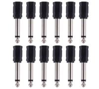 HEMOTON 12pcs Mm Mono Plug to 3.5mm Mono Jack Audio Adapter Converter with Alloy and Plastic Material, Adapts 6.35mm Male to 3.5mm Female for Electric Piano and Headphone Plug