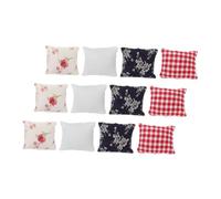 HEMOTON 12pcs Scale Tiny Cushions for Creative Play Lightweight Decorative Accessories in White Red Blue Floral Patterns for Imaginative Doll Furniture Design