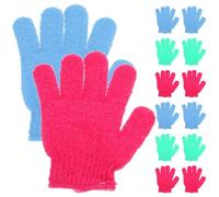 HEMOTON 14pcs Bath Towels and Exfoliating Gloves Set Nylon Five Finger Mitts for Student Skin Reviving and Shower Use